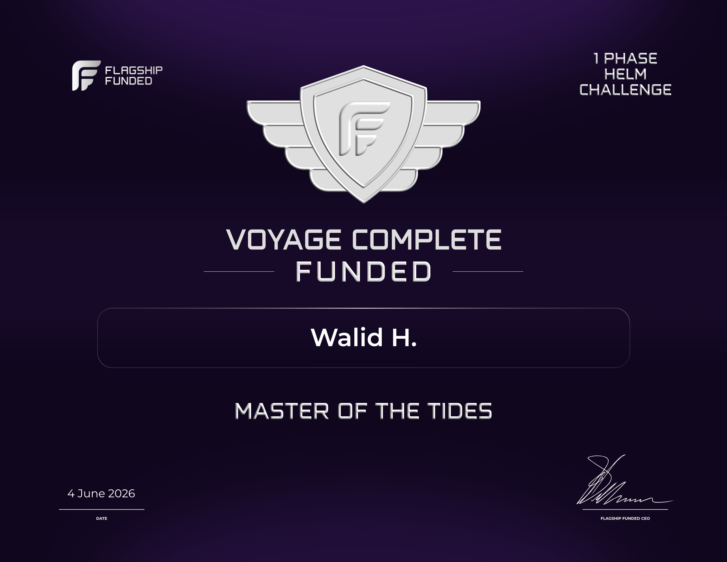 Walid H. — Flagship Funded funded trader certificate
